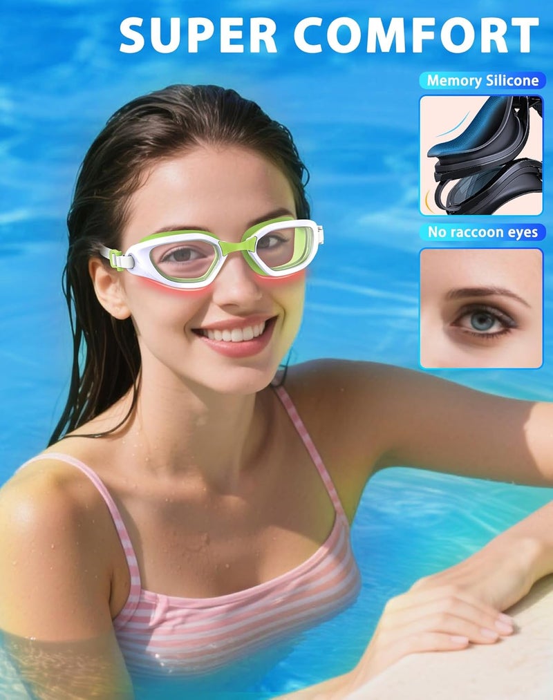 Vegemono Swim Goggles, Unisex Adult Swimming Goggles Anti Fog Anti UV No Leakage Wide View for Men Women Youth - Image 4